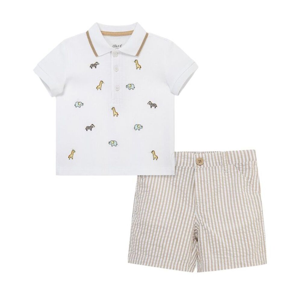 Little Me Boys  Safari Polo Short Set